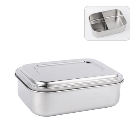 Suztain Bento Matboks i stål med 3 Rom - 1800 ml, sett skrått forfra