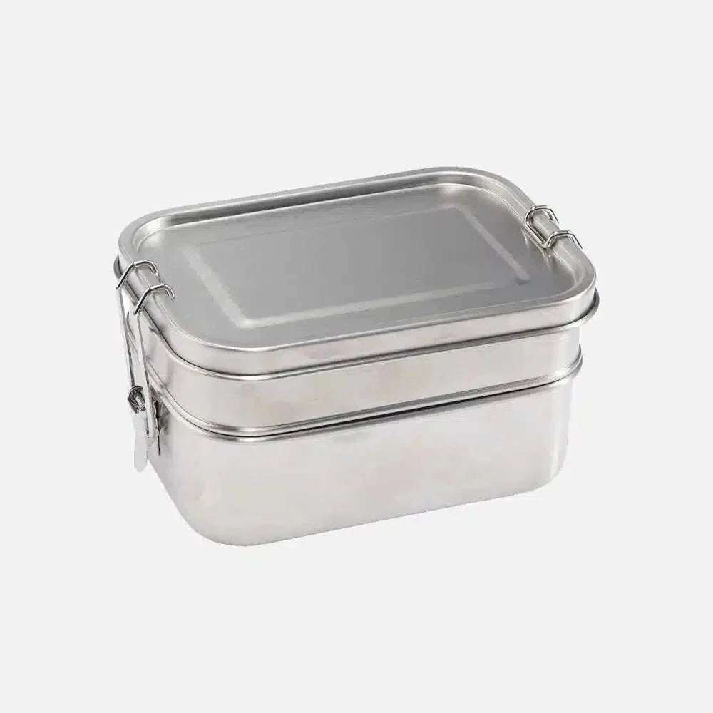 Suztain matboks 3-i-1 medium i rustfritt stål, to stablbare beholdere og snackboks