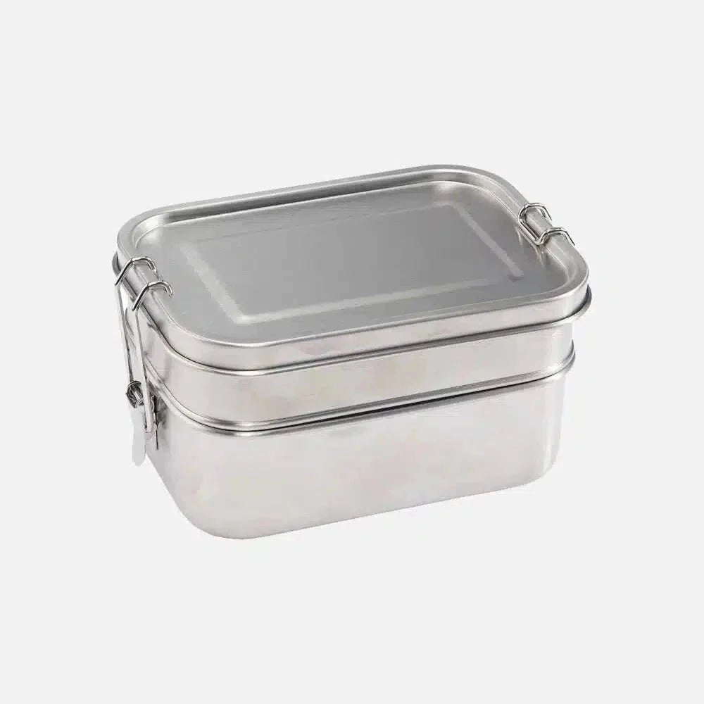 Suztain matboks 3-i-1 medium i rustfritt stål, to stablbare beholdere og snackboks
