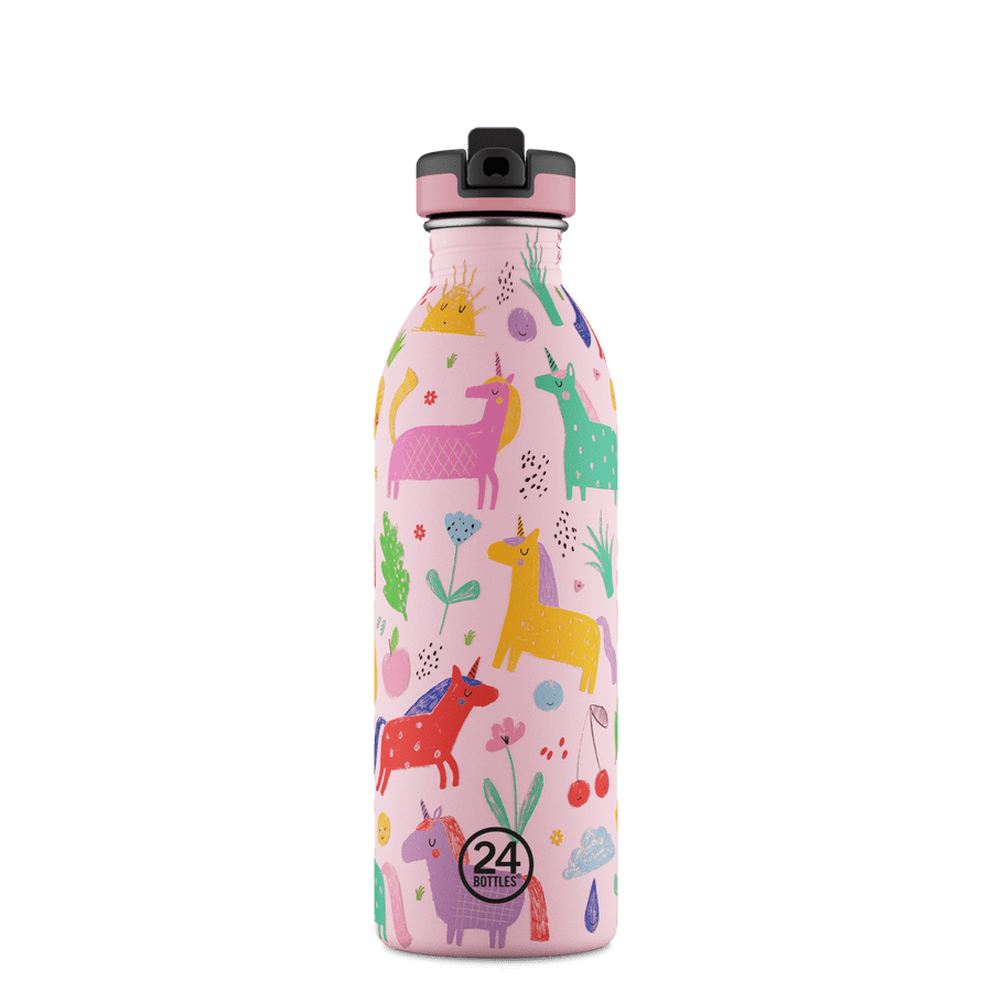 24Bottles Urban drikkeflaske barn 500 ml Magic Friends i rosa med sportskork