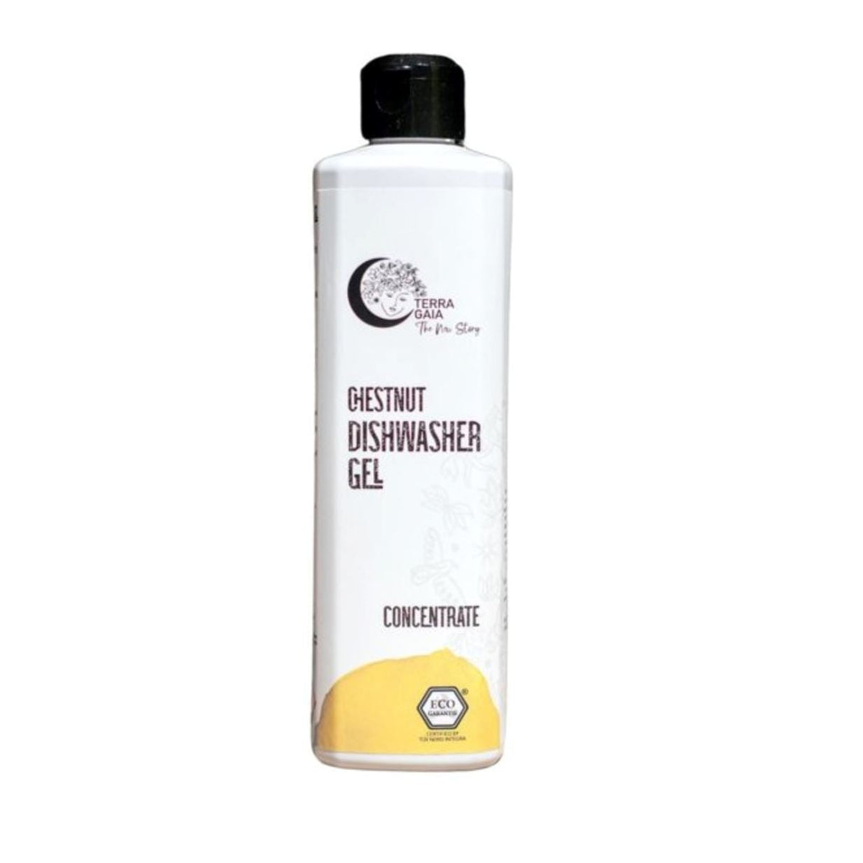 Terra Gaia Oppvaskmaskin Gel 500ml Sitrus i plastflaske, sett forfra med hvit bakgrunn