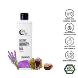 Terra Gaia vaskemiddel 500ml Lavendel i plastflaske, med lavendel og kastanjer og ikoner