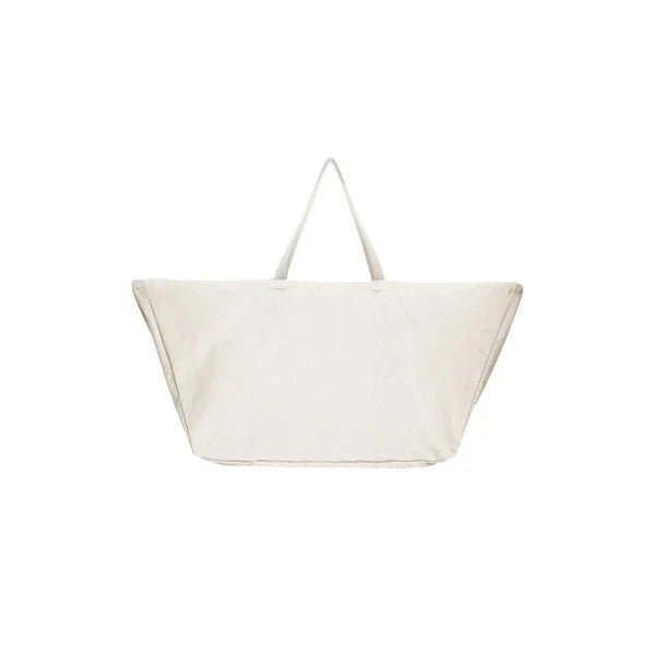 The Organic Company Big Long Bag veske Lys Beige i bomull, sett forfra med håndtakene opp