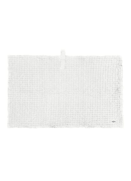The Organic Company Big Waffle Badematte Naturlig Hvit i bomull, sett ovenfra med opphengsløkke