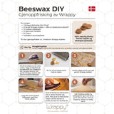 Wrappy DIY Refresh Bar 45-50g i bivoks, harpiks og jojobaolje, med instruksjoner for bruk