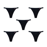 WUKA Basics™ Thong Light Flow i svart bomull, fem truser arrangert i et kryssmønster