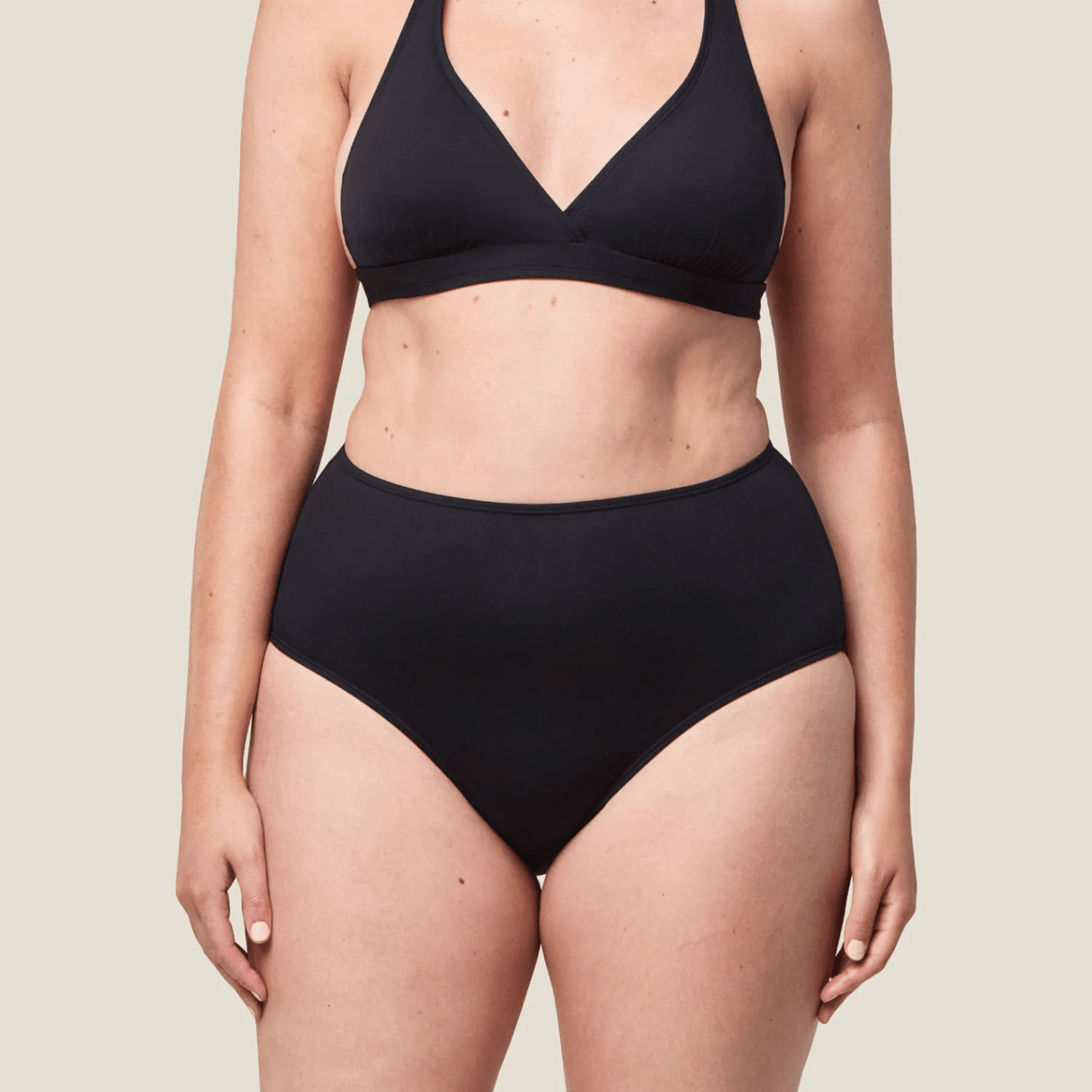 WUKA Bikini Swim Menstruse - High Waist - Sort - Suztain.no - 1