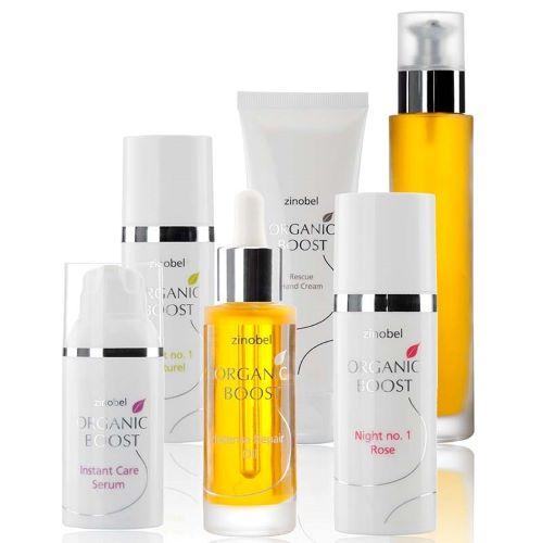 Zinobel Organic Boost Night No. 1 Naturel 50 ml hvit i plast, vist sammen med andre produkter fra serien